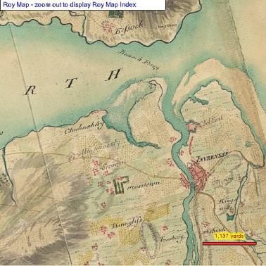 Map of Inverness - Roy Map (National Library Scotland) 1747-55